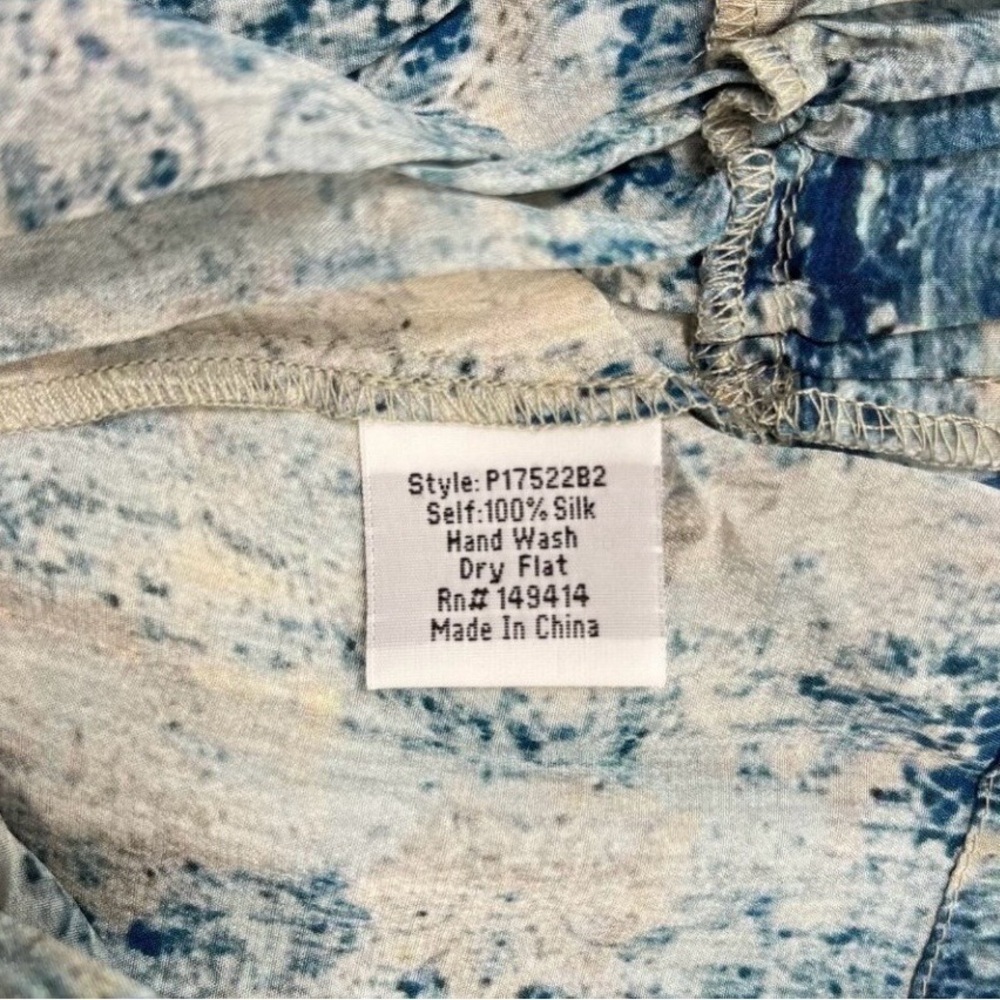 π SILK Johnny Was Pete & Greta Santorini Blue Blouse -factory error NWOT - Picture 5 of 10